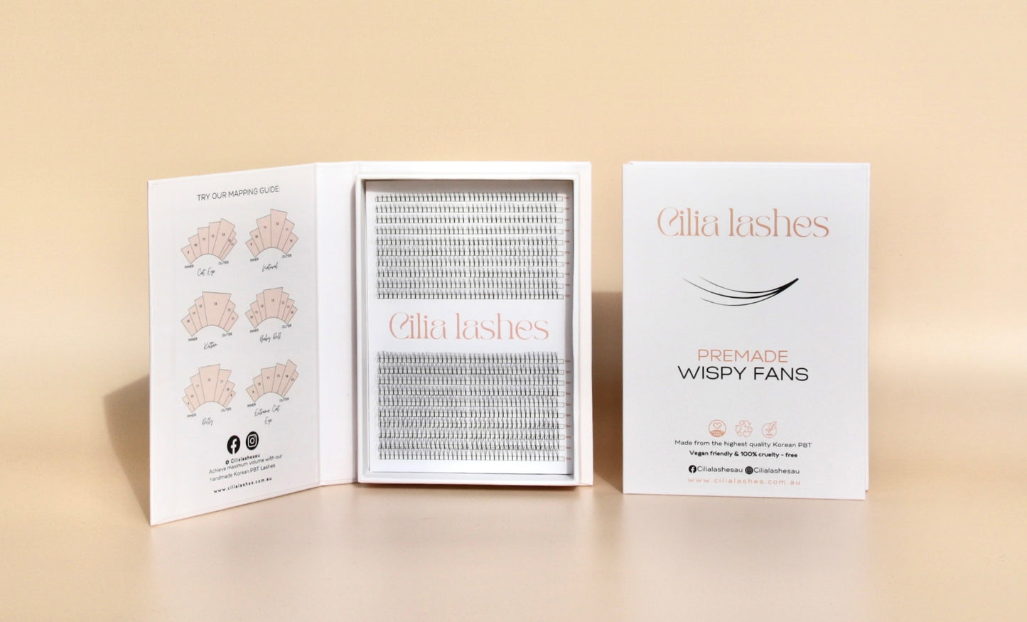 XL 3D WISPY PREMADE LASHES - D CURL - 800 SHORT STEM FANS