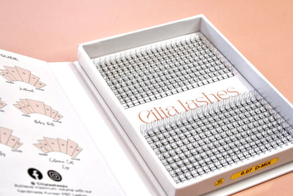 XL 5D WISPY PREMADE LASHES - D CURL - 440 SHORT STEM FANS