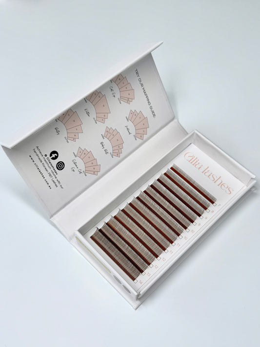 DARK BROWN PREMADE WET SET FANS - BONDED - D CURL - 600 FANS