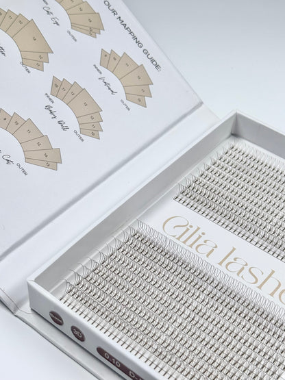 MEDIUM BROWN XL 3D SHORT STEM - D CURL - 800 PREMADE FANS